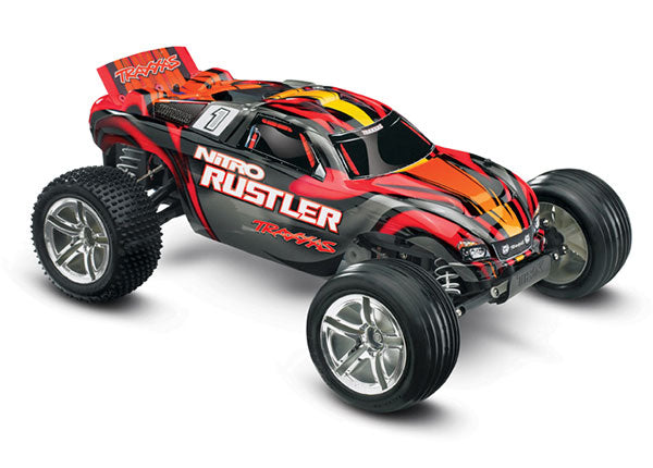 Traxxas 44096-3 Nitro Rustler: 1/10-Scale Nitro Powered 2WD Stadium Truck  - TRA44096-3-RED