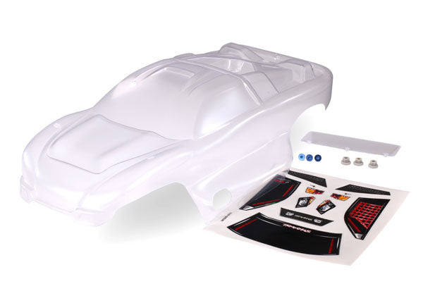 Traxxas 4412 Body , Nitro Rustler (Clear , requires painting) / window , grille , lights Decal Sheet / wing and aluminum Hardware - TRA4412
