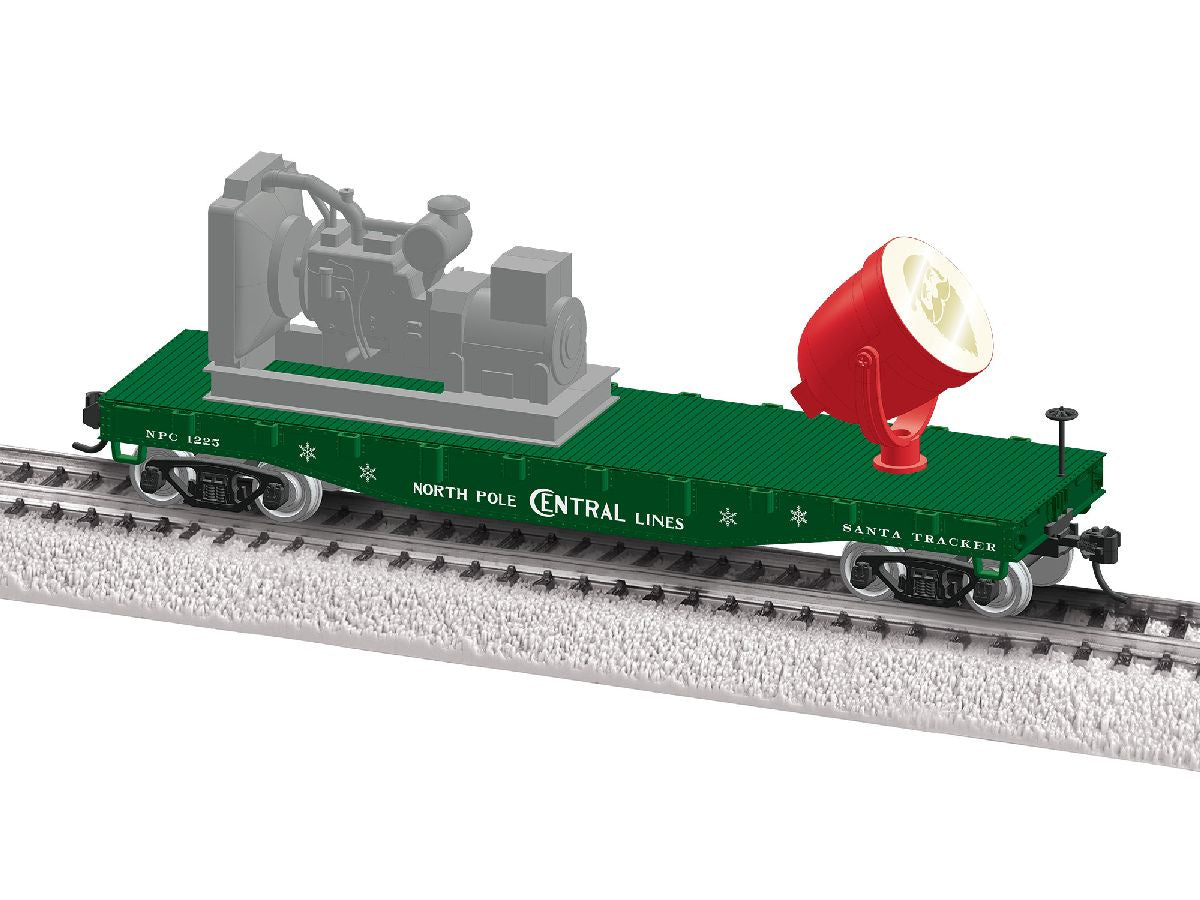 Lionel HO 2654020 Searchlight Car - Ready to Run -- North Pole Central #1225 (Christmas, Santa Tracker, green, gray, red, white)