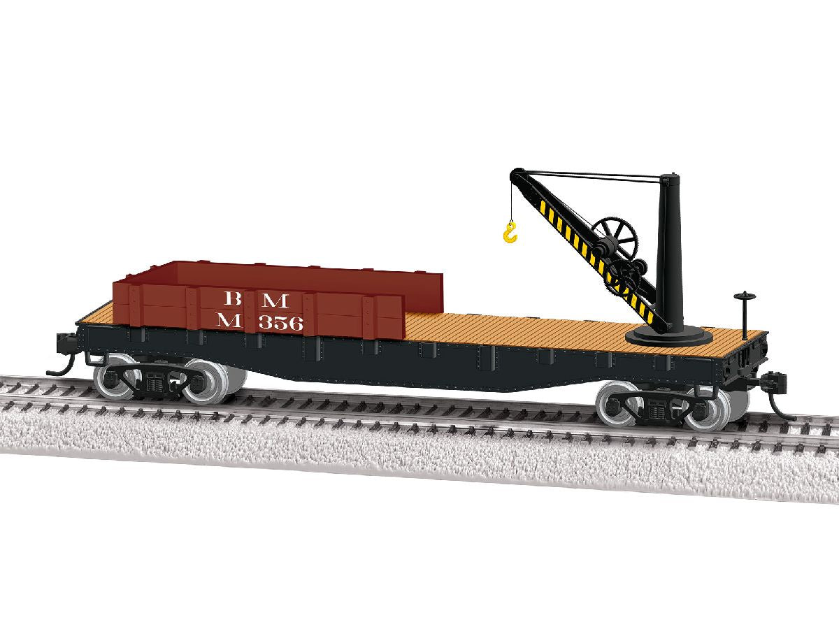 Lionel HO 2654070 Work Crane - Ready to Run -- Boston & Maine #M356 (black, Boxcar Red)