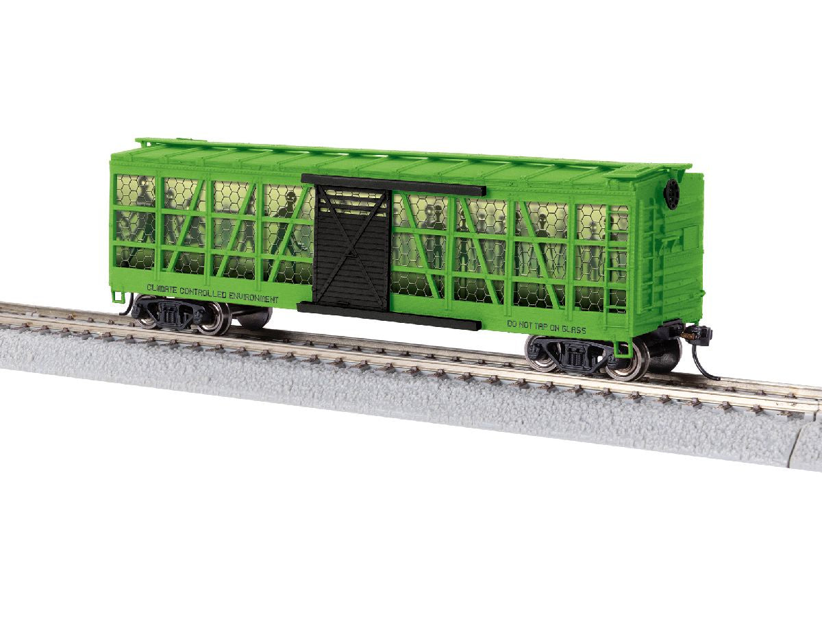 Lionel HO 2654300 40' Clear-Side Boxcar - Ready to Run -- Area 51 Containment Car (green, black)