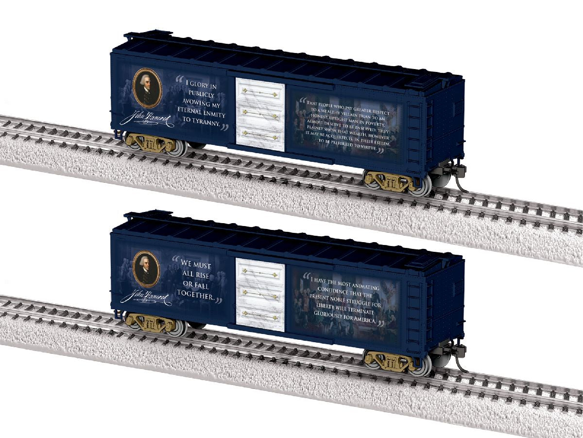Lionel HO 2664150 40' Steel Flat-End Boxcar - Ready to Run -- John Hancock (blue, white)