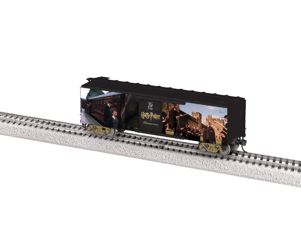 Lionel HO 2664290 40' Steel Flat-End Boxcar - Ready to Run -- Harry Potter and the Sorcerer's Stone 25th Anniversary (4 Movie Scenes)