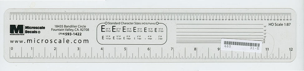 Microscale - Clear (See-Through) HO Scale Ruler