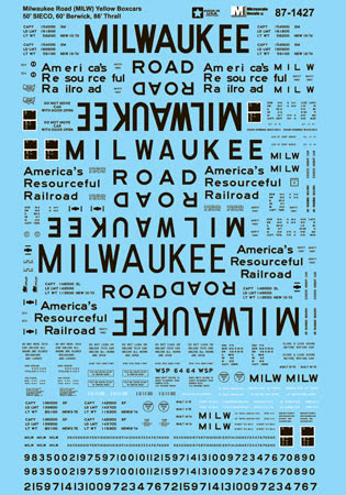 HO MILWAUKEE YELLOW BOXCAR DECALS