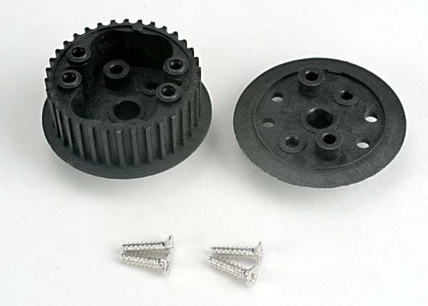 Traxxas 4881 Differential (34-groove) / flanged side-cover & Screws - TRA4881