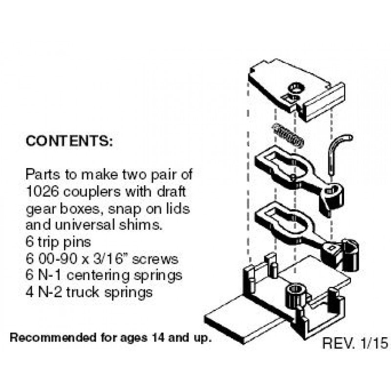 Micro-Trains N Scale Body Mount Couplers -- For Flat Cars & Gondolas  2 Pairs