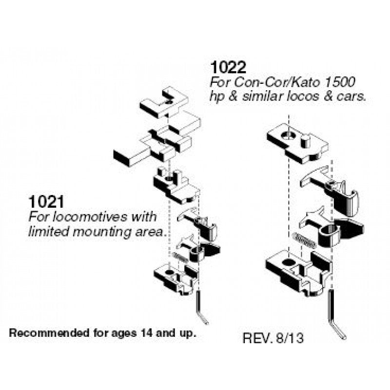 Micro-Trains N Scale Body Mount Couplers -- Low/Short Profile  2 Pairs