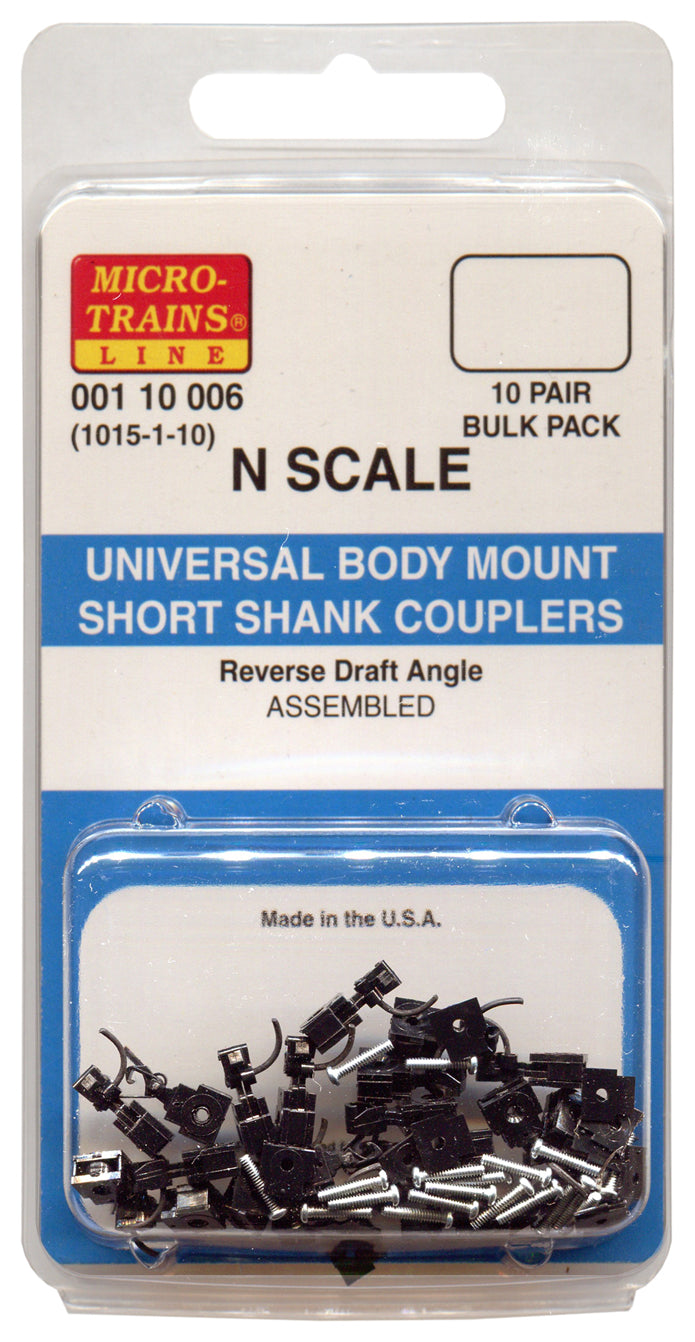 Micro-Trains N 1015-1-10 Universal Body Mount Short Shank Coupler - Assembled -- 10 Pair - 489-110006