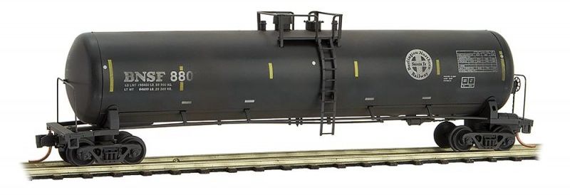 Micro-Trains 56' General Service Tank Car - Ready to Run -- Burlington Northern Santa Fe #880 (Weathered, black, Circle/Cross Logo) - 489-11044230