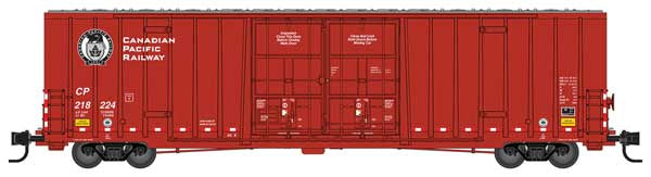 60' Rib-Side, Double-Plug-Door High-Cube Boxcar - Ready to Run -- Canadian Pacific #218224 (red, white, black Beaver Logo)
