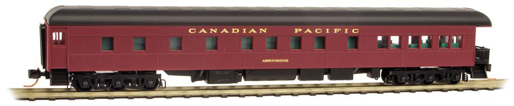 Micro-Trains Pullman Heavyweight 3-2 Observation - Ready to Run -- Canadian Pacific Assiniboine (maroon, black, Balloon Roof) - 489-14400085