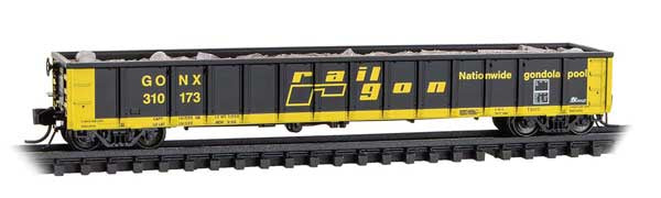 Micro-Trains N 52'6" Greenville 2494 Mill Gondola - Ready to Run -- Railgon GONX #310173 (black, yellow)