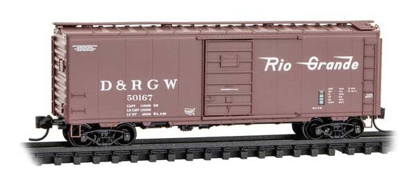Micro-Trains N 40' Single-Door Boxcar - Ready to Run -- Denver & Rio Grande Western #50167 (Boxcar Red, Flying Grande)