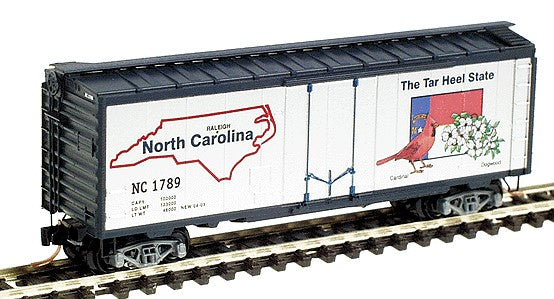 Micro-Trains 50 State Car Series 40' Plug-Door Boxcar (Aluminum, dark blue) -- North Carolina #1789 - #4 in Series - 489-21350