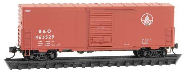 Micro-Trains 40' Single-Door Boxcar No Roofwalk - Ready to Run -- Baltimore & Ohio #463529 (Boxcar Red, white, Small Capitol Dome Logo) - 489-2400530