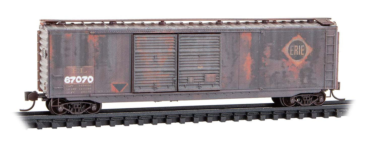 Micro-Trains 034 44 500 N 50' Double-Door Boxcar - Ready to Run -- Erie #67070 (Weathered, Boxcar Red, CR Family Series Car #2)