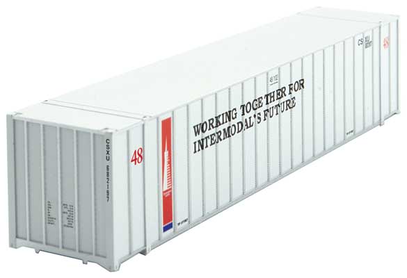 Micro-Trains 48' Rib-Side Container - Assembled -- CSX CSXU 682197 (Ex-Transamerica, white, black, red, blue) - 489-46800161