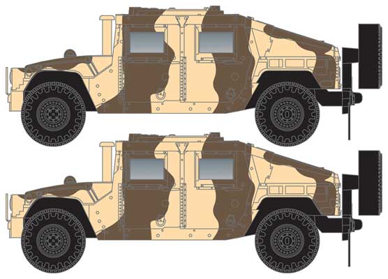 Micro-Trains Humvee(R) Military Vehicle 2-Pack - Assembled -- Desert Camouflage - 489-49945953