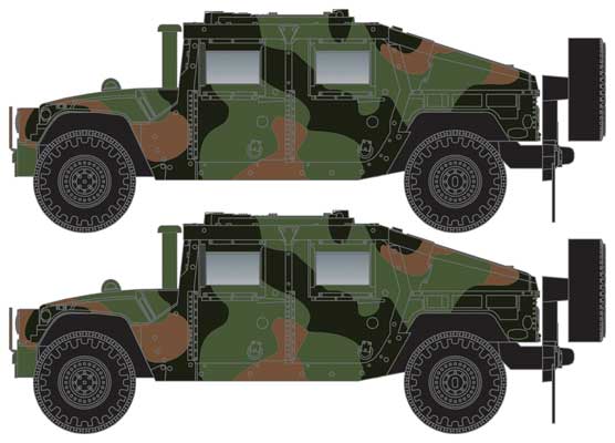 Micro-Trains Humvee(R) Military Vehicle 2-Pack - Assembled -- Woodland Camouflage - 489-49945954