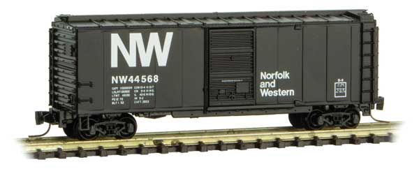 Micro-Trains Z 40' Single-Door Boxcar - Ready to Run -- Norfolk & Western 44568 (black, NW Logo) - 489-50000067