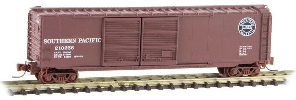 Micro-Trains 50' Double-Door Boxcar - Ready to Run -- Southern Pacific #210256 (Boxcar Red, black, Lines Logo) - 489-50600322