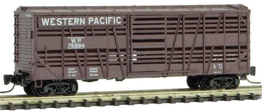 Micro-Trains 40' Despatch Stock Car - Ready to Run -- Western Pacific #75894 (Boxcar Red) - 489-52000221