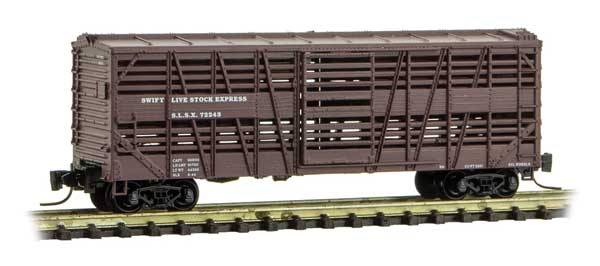 Micro-Trains Z 40' Despatch Stock Car - Ready to Run -- Swift Livestock Express 72243 (Boxcar Red) - 489-52000262