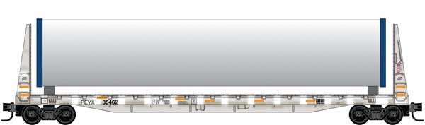 Micro-Trains 054 44 474 N 61' 8" Bulkhead Flatcar w/Wind Turbine Components Load - Ready to Run -- Transportation Technology Services PEYX #35462 (For BNSF Wind Turbine Train)