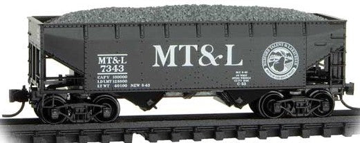Micro-Trains 33' 2-Bay Offset-Side Hopper - Ready to Run -- Medford, Talent & Lakecreek #7343 (black, white) - 489-5550620