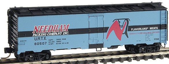 Micro-Trains 40' Steel Ice Reefer - Ready to Run -- Needham Packing Co., Inc. URTX (Blue, Black Roof/Ends, Black & Red Lettering) - 489-5900140