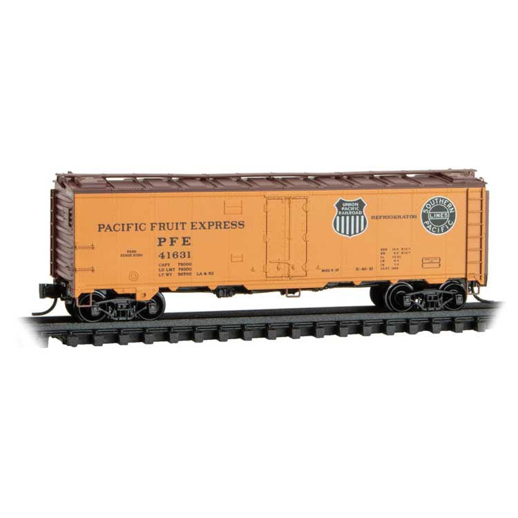 40' Steel Ice Reefer - Ready to Run -- Pacific Fruit Express #41631 (orange, Boxcar Red, black UP & SP Logos)