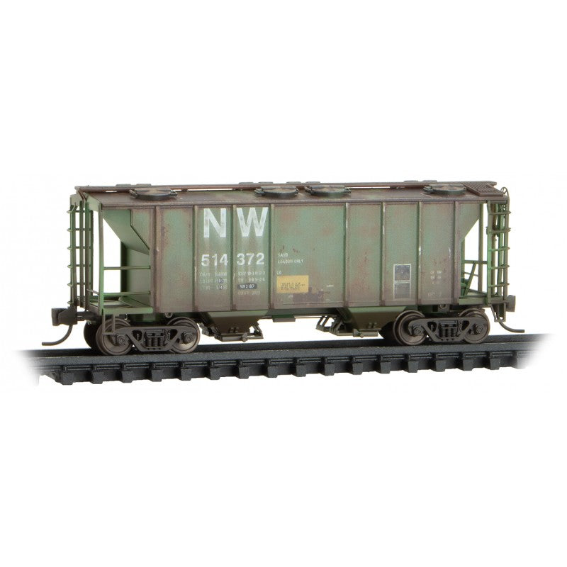 Micro-Trains N PS-2 2-Bay Covered Hopper - Ready to Run -- N&W #514372 (Weathered)