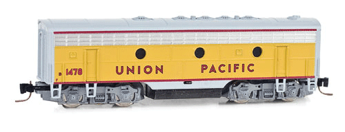 Micro-Trains Line Z Scale EMD F7B - Standard DC -- Union Pacific #1478B (Armour Yellow, gray, red)