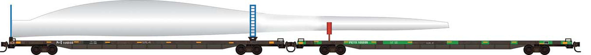 Micro-Trains 983 02 286 N 89'4" Flatcar Set w/Wind Turbine Blade & Holder Kit - Ready to Run -- Transportation Technology Services PEYX #105569, 105598 (BNSF Turbine Train)