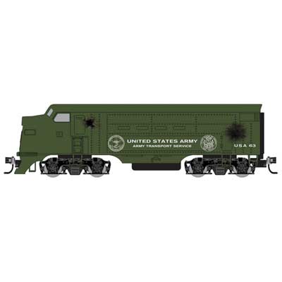 EMD FT-A - Standard DC -- US Army #63 (green, modified body)