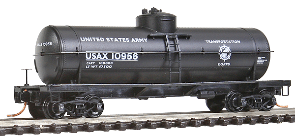 Micro-Trains 39' Single-Dome Tank Car 4-Car Runner Pack - Ready to Run -- U.S. Army #10938, 10944, 10950, 10956 (black, USATC Logo) - 489-99300070