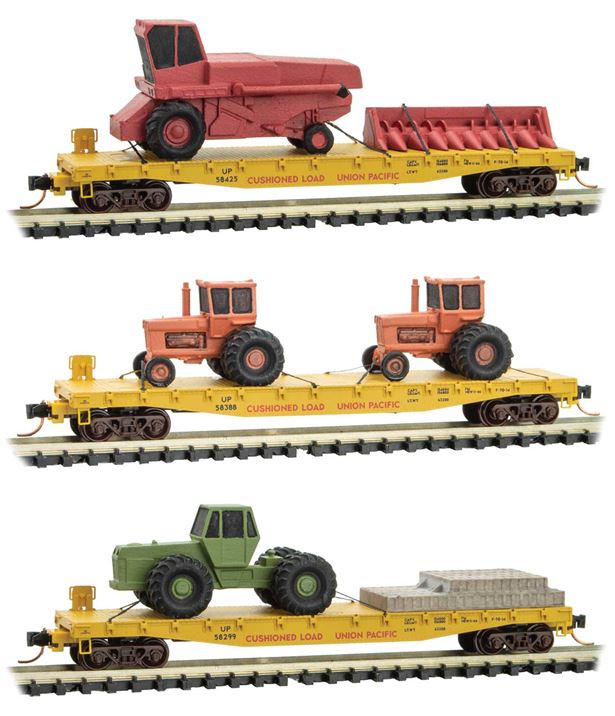 Micro-Trains N UP FLAT CAR SET W/FARM EQUIPEMENT 3/PK - 489-99301930
