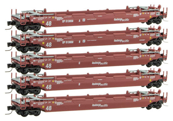 Micro-Trains Gunderson Husky Stack Well Car 5-Car Runner Pack - Ready to Run -- Southern Pacific #513958A, B, C, D, E (red, Speed Lettering) - 489-99400097