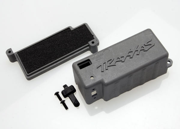 Traxxas 4925X Box, battery (grey)/ adhesive foam Chassis pad/charge jack plug (rubber) - TRA4925X