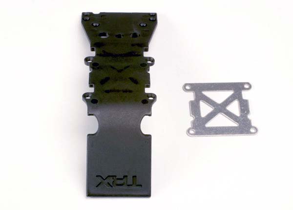 Traxxas 4937 SkidPlate, Front plastic (black)/ stainless steel Plate - TRA4937