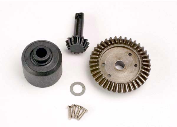 Traxxas 4981 Ring gear , 37-T / 13-T pinion / Differential Carrier / 6x10x0.5mm PTFE-coated washer (1) / 2x8mm countersunk machine Screws (4) - TRA4981