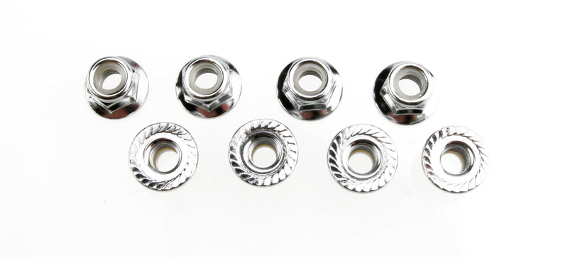 Traxxas 5147X Nuts, 5mm flanged nylon locking (steel, serRated) (8) - TRA5147X