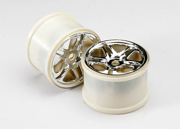 Traxxas 5172R Wheels , SS (Split-Spoke) 3.8' (chrome) (2) (use with 17mm splined Wheel hubs & nuts , part #5353X) (fits Revo / T-Maxx / E-Maxx) - TRA5172R