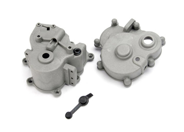 Traxxas 5181 Gearbox halves (Front & Rear) / rubber access plug / shift detent ball / spring / 4mm GS / shift shaft seal , glued - TRA5181
