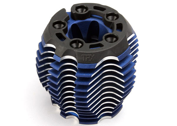 Traxxas 5238R Cooling head , PowerTune (machined aluminum , - Blue-anodized) (TRX 3.3) , head protector (1) ,  3x6mm CCS (5) - TRA5238R