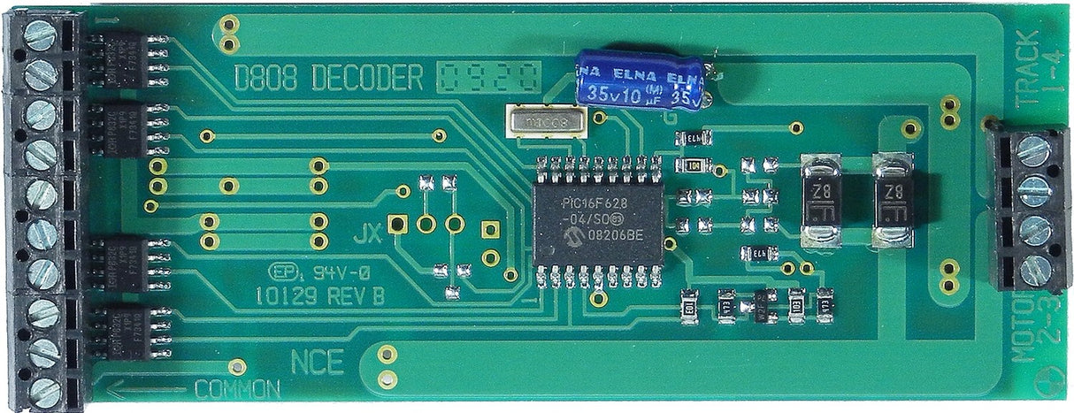 NCE Silent Running(TM) 8-Amp Decoder -- D808 8 Amp, 30 Amp Stall, 8 EFX Functions for USA Trains & Others - NCE 5240112