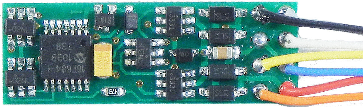 NCE Decoders -- N14SR - Generic, Narrow, Thin, 1 Amp 4 Function, 4" Wire Harness - NCE 5240131