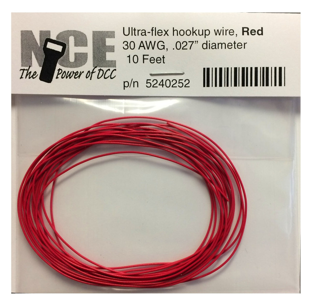 NCE Ultraflex Hook-Up 32AWG .023 Diameter Wire -- Red 10' 3.05m - NCE 5240252