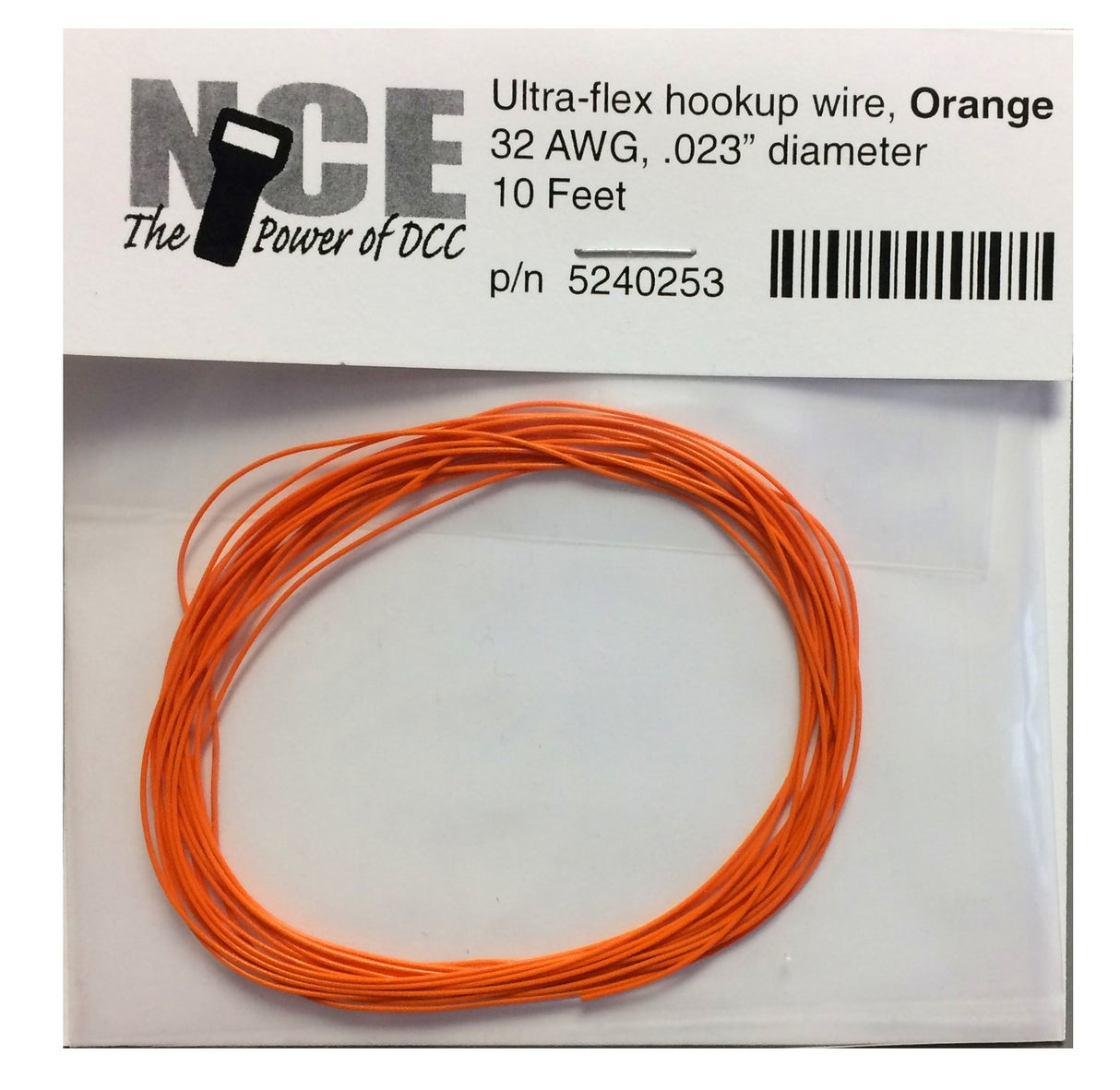 NCE Ultraflex Hook-Up 32AWG .023 Diameter Wire -- Orange 10' 3.05m - NCE 5240253